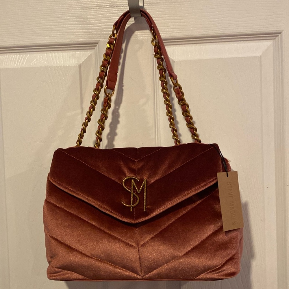 BNWT STEVE MADDEN BColeman Velvet Orange Rust Shoulder Bag